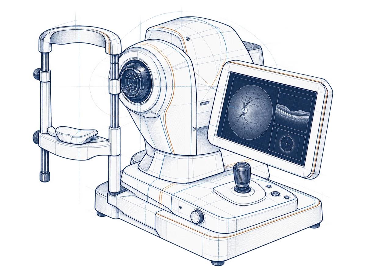 Medical diagnostic device blueprint illustration